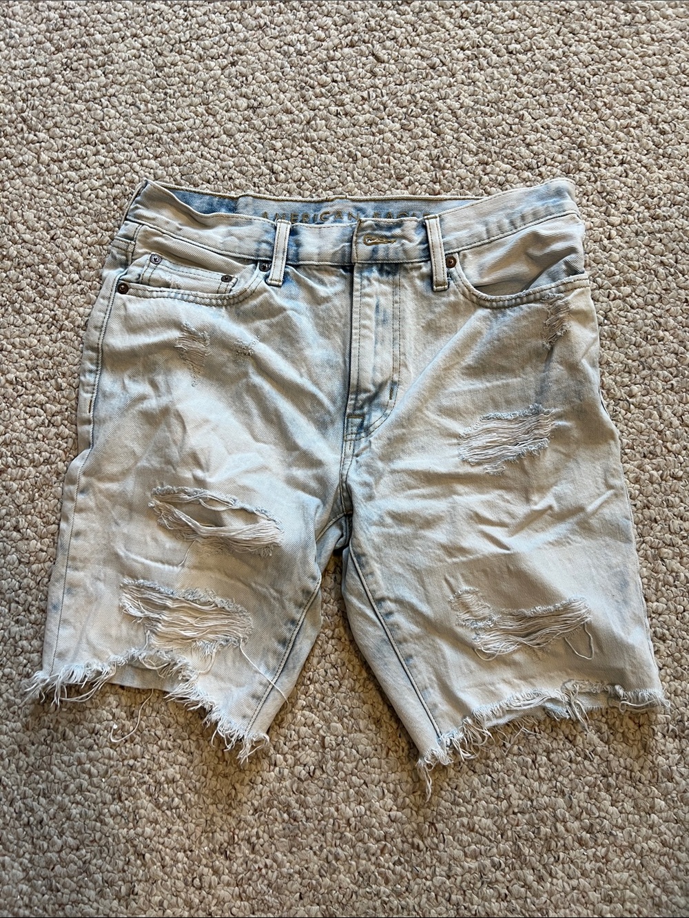 American Eagle Outfitters Light Blue Distressed Denim Cutoff Shorts